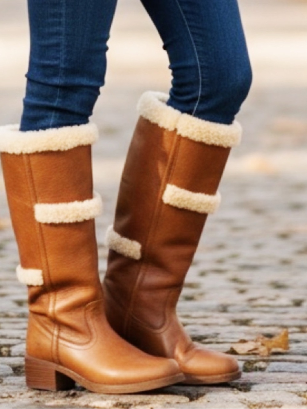 Frye Campus Shearling Tall Boots Women’s 7 Brown Leather Genuine Shearling